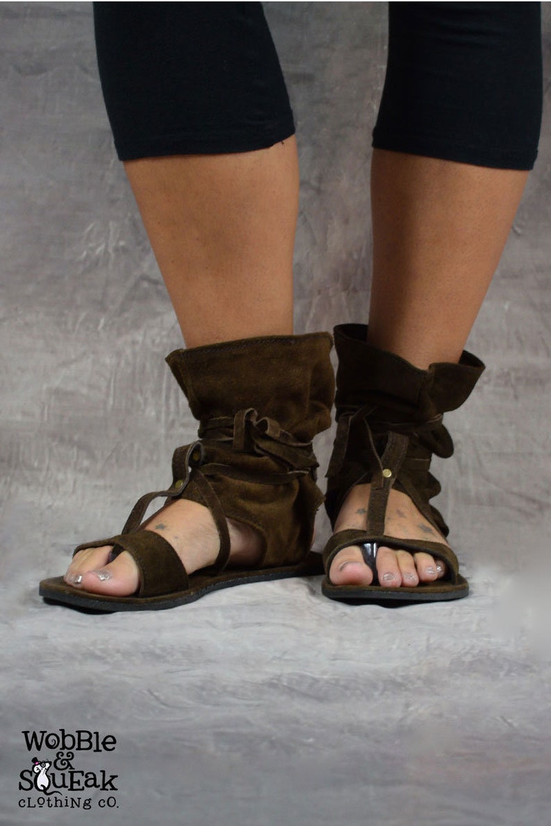 PIXIE Sandals LARP Slouch Cosplay Tribal Hippy Psytrance Festival Ethical Hand Made Beach Eco Fashion Brown