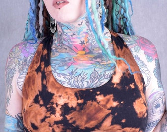 Sujetador deportivo tie-dye teñido a mano: Top de yoga con espalda anudada, bralette deportivo para festivales.