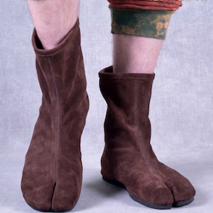 NINJA LARP BOOTS Toe Shoes Cosplay  Costume Dragon Forest Stage Pirate Robin Hood Leather Hand Made Eco Fashion Hand Stitched Fairtrade