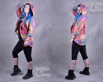 HOODED Vegan WOOL CARDIGAN Jacket Psytrance Festival Hippy Pixie Goa Blanket Cloak Boho Unisex Cape Coat Shawl Long Jacket