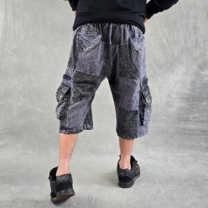 Patchwork Stonewash Cargo Shorts: Three Quarter Length Baggy Skate Pants image 10