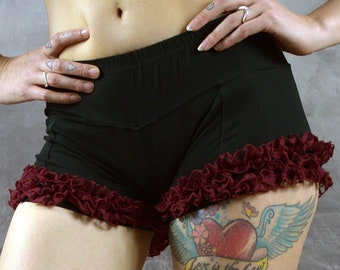 LACE HOT PANTS Frilly Shorts Festival Mini Shorts Psytrance Can Can Beach Goa