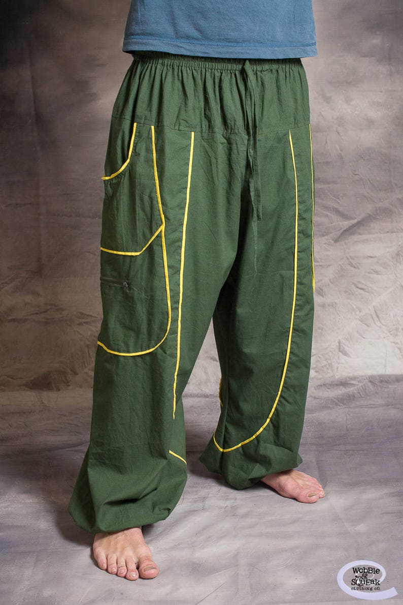 MENS HIPPY TROUSERS Baggy Cotton Psytrance Festival Party Goa Organic Cotton Eco Fashion image 1