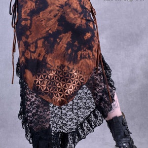 Tie Dye Pixie Skirt: Lace Trim, Organic Cotton Lycra, Boho Festival Fashion
