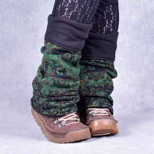 WOOLEN LEG WARMERS Bohemian Chunky Acrylic Fleece Lined Vegan Wool Fairtrade Festival Boho Christmas Wooly Cosy