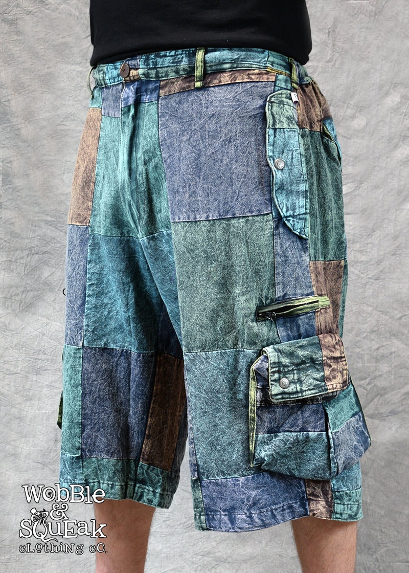 MENS PATCHWORK SHORTS Baggy Hippy Psytrance Festival Party Goa Etsy