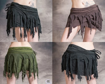 PIXIE COTTON SKIRT Tassel Wrap Around Miniskirt Goa Psytrance Festival Party Fairy Bohemian Fairtrade