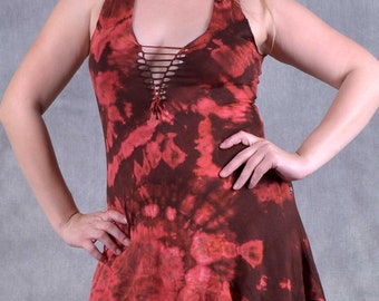 Tie Dye Pixie Dress: Knotted Tassel Hippie Boho Festival Dress