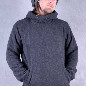 WOLLE Pullover Sweatshirt Hoodie extra Große Kapuze Unisex Fleece gefüttert Warme Wolle Hippy Fairtrade Ethical Wear Wobble Quietschen Psytrance