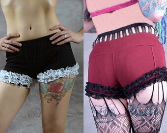 LACE HOT PANTS Frilly Shorts Festival Mini Shorts Psytrance Can Can Beach Goa