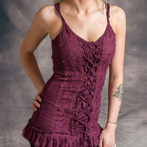 Corset Front Strappy Top: Petite Frilly Festival Fashion