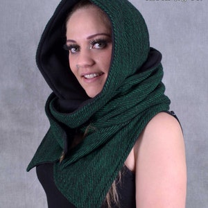 WOOLEN SNOOD HOOD Acrylic Fleece Wooly Cosy Winter Scarf Warm Pixie Hippy Psytrance Festival Fairtrade Ethical Eco Fashion image 5