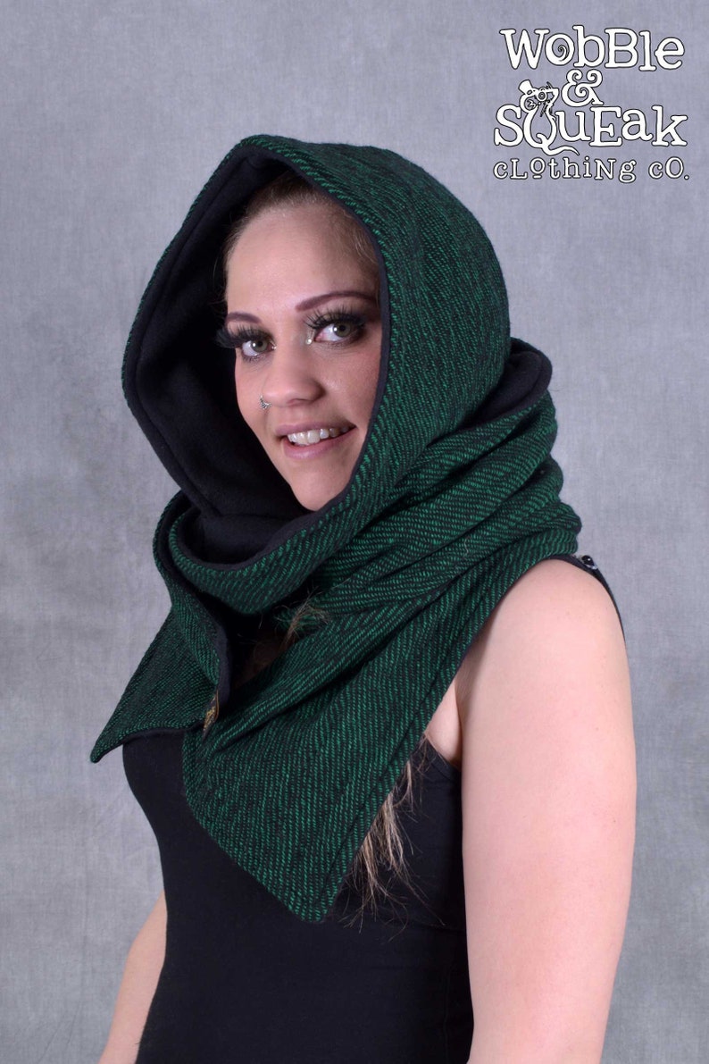 WOOLEN SNOOD HOOD Acrylic Fleece Wooly Cosy Winter Scarf Warm Pixie Hippy Psytrance Festival Fairtrade Ethical Eco Fashion image 5