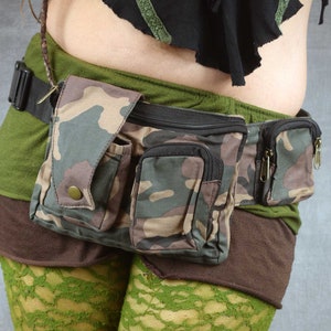 Camouflage Utility Belt: Rave Festival Pocket Belt (Fits 30-44 inch Waist)