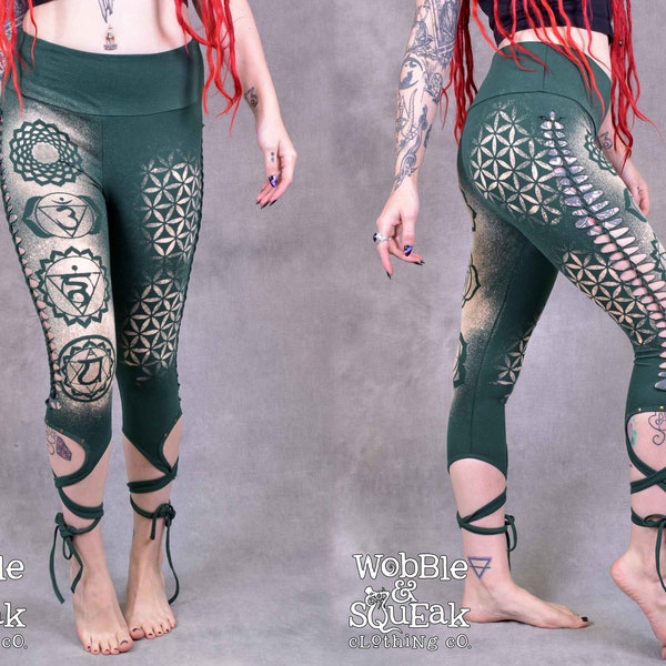 PIXIE LEGGINGS Sacred Geometry Hippy Psytrance Festival Goa Party Forest Wear Independent Brand wobble and squeak