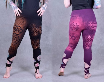 PIXIE MANDALA LEGGINGS Sacred Geometry Hippy Psytrance Festival Goa Party Forest Wear Independent Brand wobble and squeak