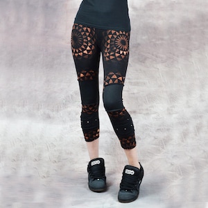 SACRED GEOMETRY LEGGINGS Pixie Hippy Psytrance Festival Goa Party Forest Wear Original Unique Fairtrade made in house by Wobble and Squeak