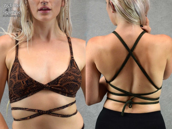 GEOMETRIC BEACH BIKINI Bathing Cross Back Bra Hippy Pixie Psytrance  Festival Mind Body Soul Fairtrade -  Canada