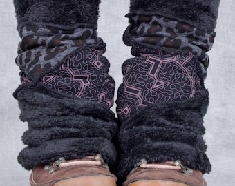 Fleece Lined Leg Warmers: Patchwork Hippie Festival Style