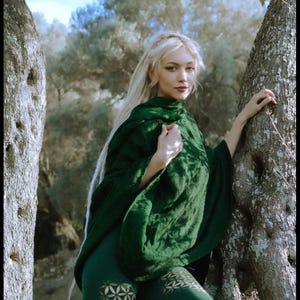 Poncho de festival con capucha nómada y forro de algodón con mandala de geometría sagrada unisex para festivales imagen 6