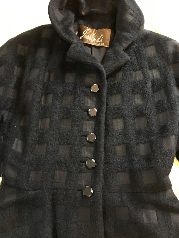 Seymour Fox Black Wool Princess Coat from 1953 - image 10