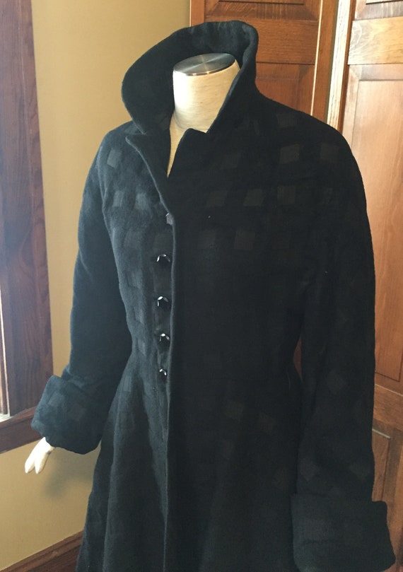 Seymour Fox Black Wool Princess Coat from 1953 - image 5
