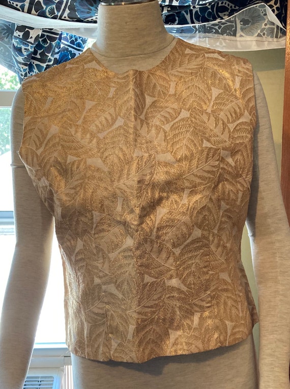 Vintage 1960's Sleeveless Gold Brocade Top