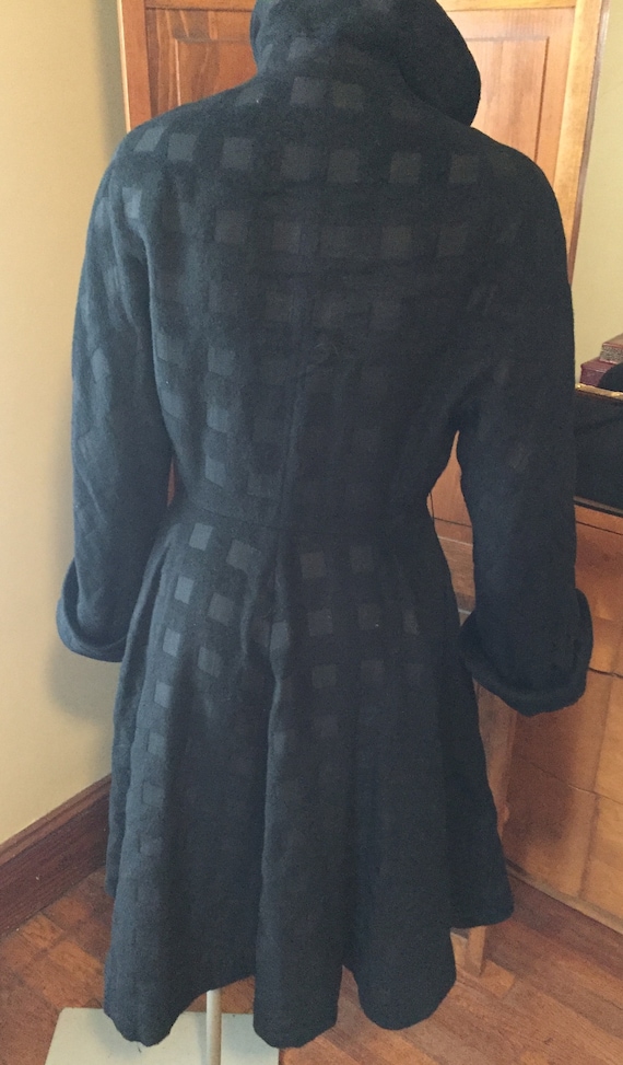 Seymour Fox Black Wool Princess Coat from 1953 - image 6