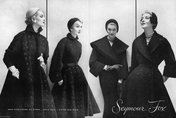 Seymour Fox Black Wool Princess Coat from 1953 - image 2