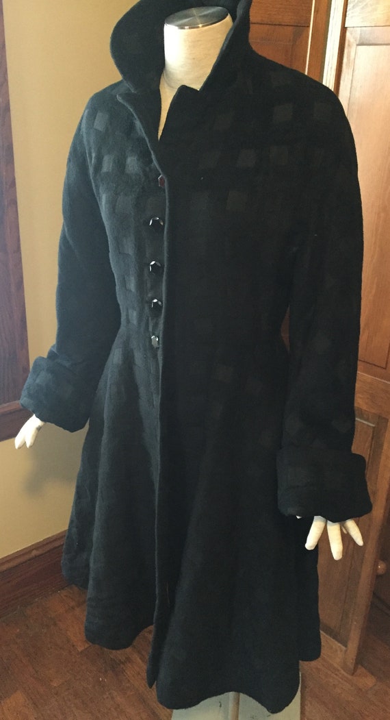 Seymour Fox Black Wool Princess Coat from 1953 - image 4