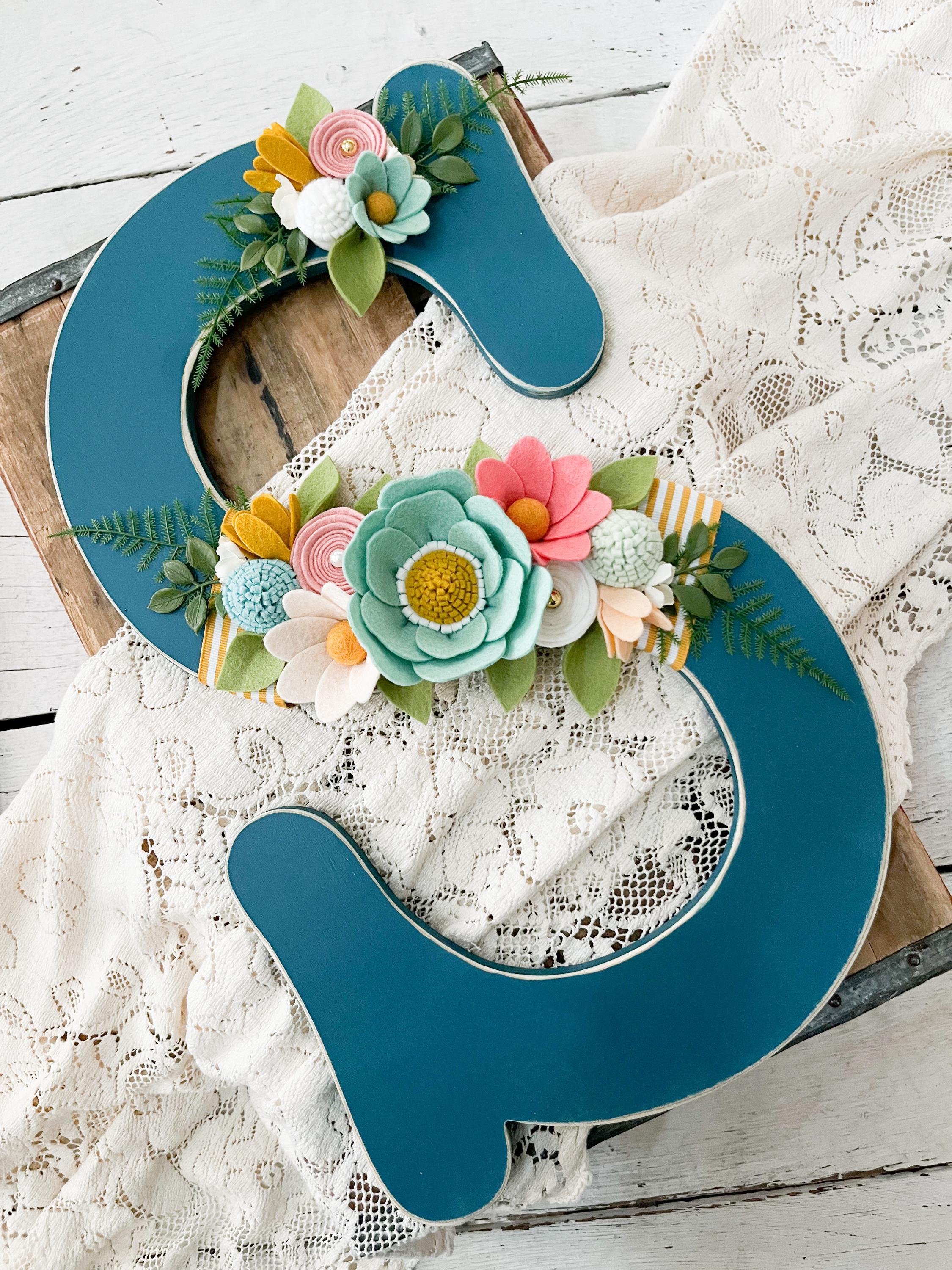 Custom felt flowered letter