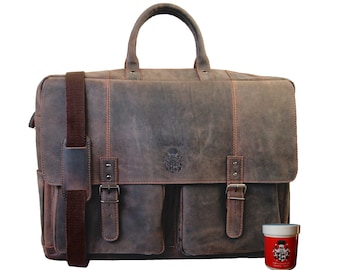 Huge 21 inch briefcase VAN GOGH made of buffalo leather