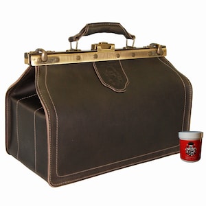 Doctors bag HIPPOCRATES, brown Saddle-Leather