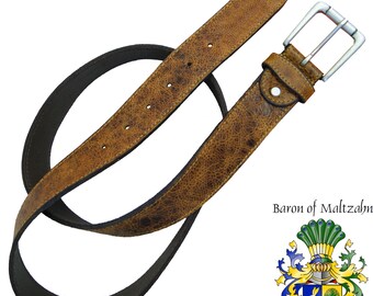 Leather belt - JUPITER men's belt made of rugged-hide leather - BARON of MALTZAHN