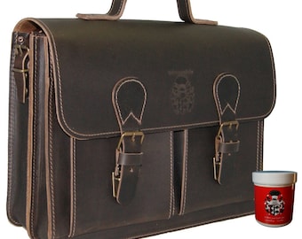 Valigetta portadocumenti GALILEO 1.0 in cuoio marrone - Made in Germany