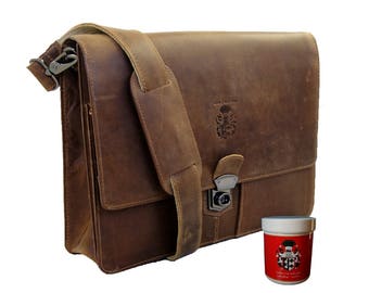 Portfolio bag A4 with shoulder strap SCHILLER  in brown - BARON of MALTZAHN
