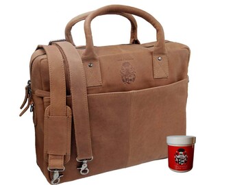 Laptop bag STEUBEN - 16.5 in for mens, brown Pinch-leather - BARON of MALTZAHN