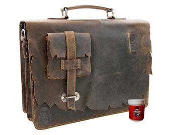 Briefcase SHATTERHAND made of brown Western-leather - BARON of MALTZAHN