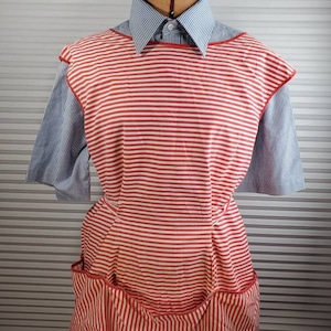 Vintage Striped Cooking Apron. Functional Fashion. Minor Wear as Described and Pictured.