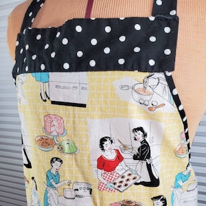 Stylish Vintage Cooking Apron. Illustrations of Women Baking. Slight Wear As Described and Pictured. One Size Fits Most.