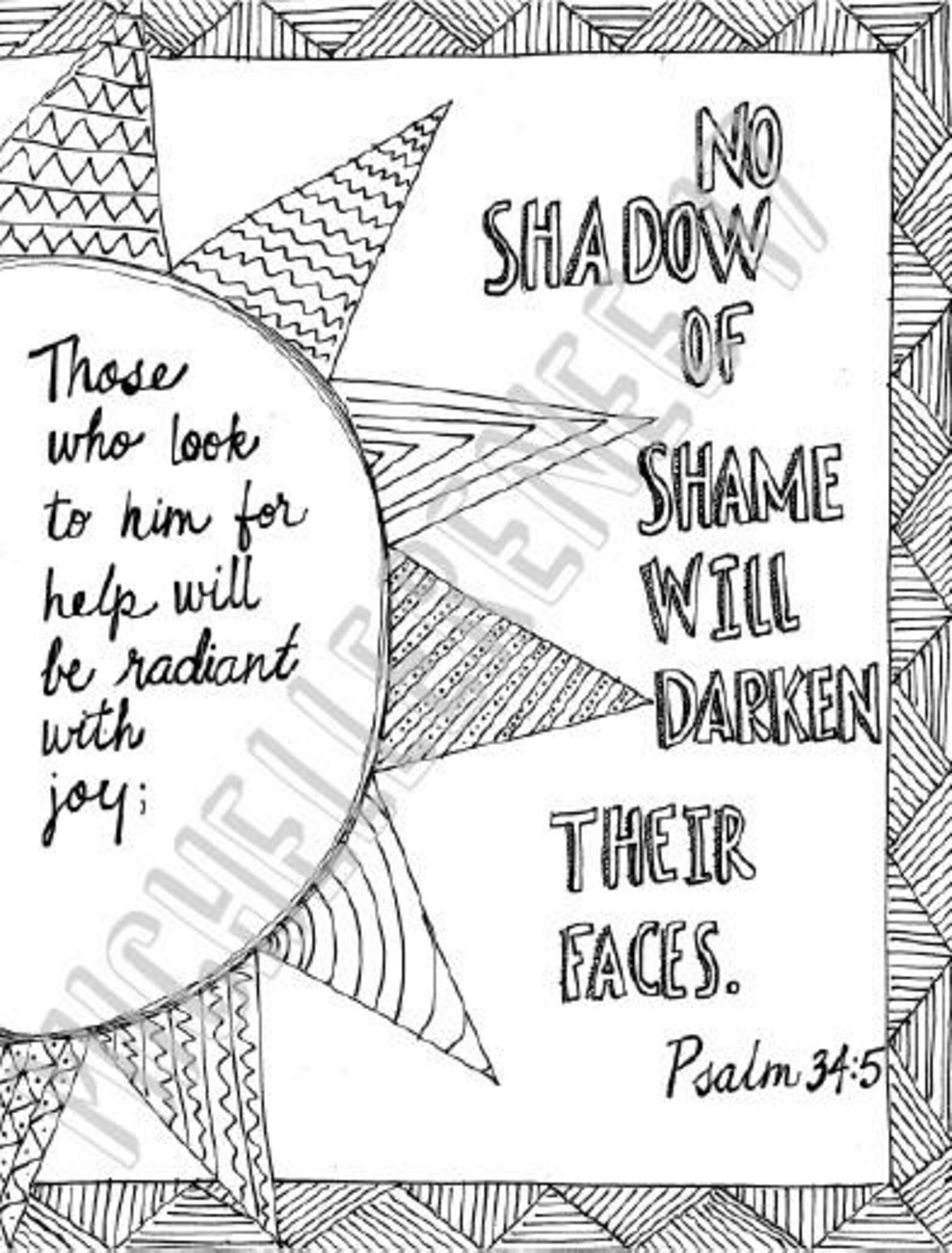 Bible Verse Coloring Page: Psalm 34.5 Digital Instant Download - Etsy ...
