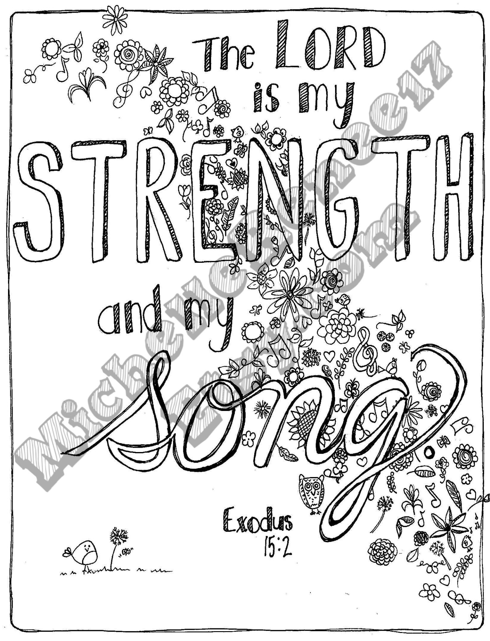 Bible Verse Coloring Page: Exodus 15.2 Digital Instant Download - Etsy