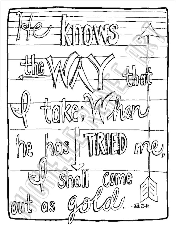 Bible Verse Coloring Page: Job 23.10 Digital Instant Download | Etsy