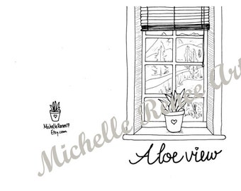 Aloe View Coloring Card: Digital Instant Download