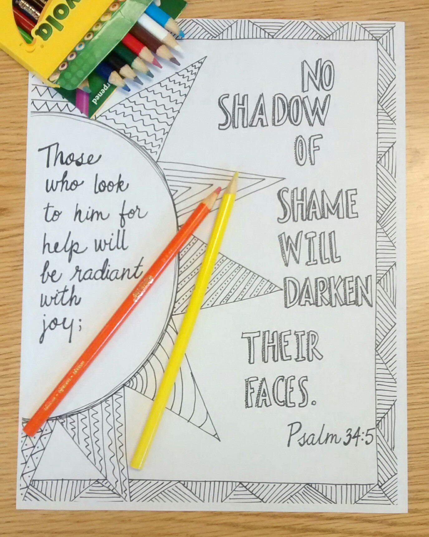 Bible Verse Coloring Page: Psalm 34.5 Digital Instant ...
