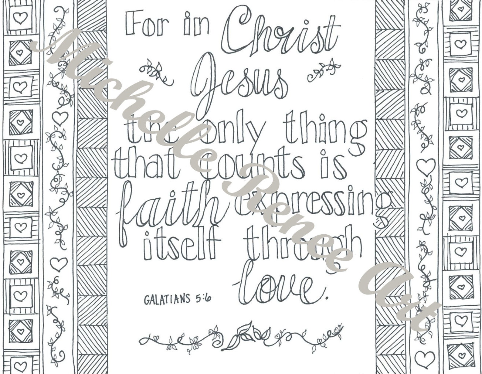 Bible Verse Coloring Page: Galatians 5.6 Digital Instant Download - Etsy