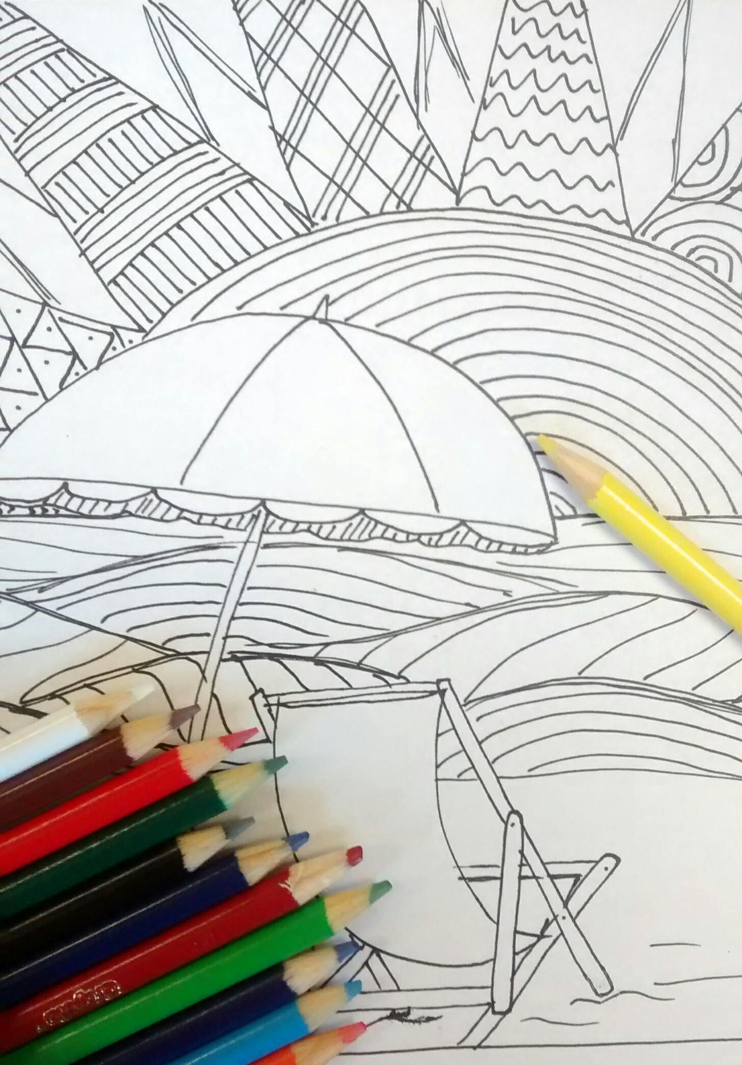 Beach Coloring Page: Digital Instant Download - Etsy