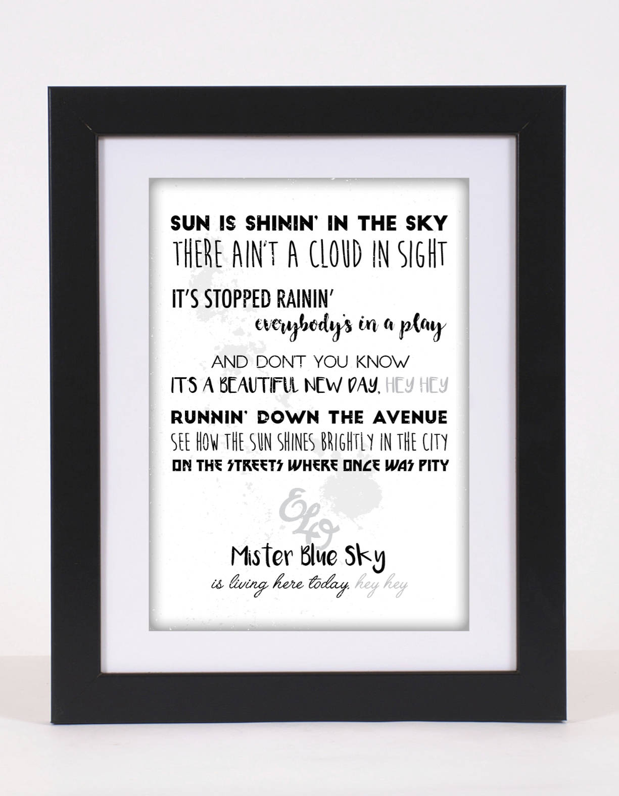 ELO 'Mr Blue Sky' Printed Lyrics Poster available in Etsy