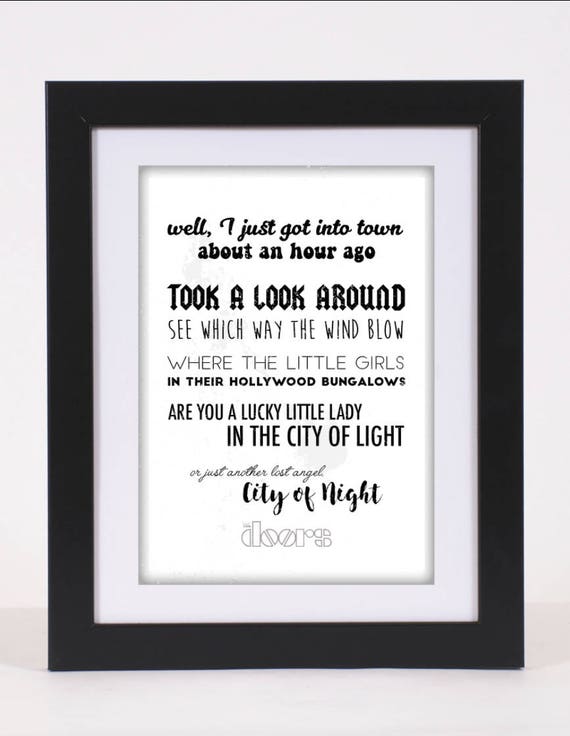 The Doors La Woman Printed Lyrics Poster A4 A3 Etsy
