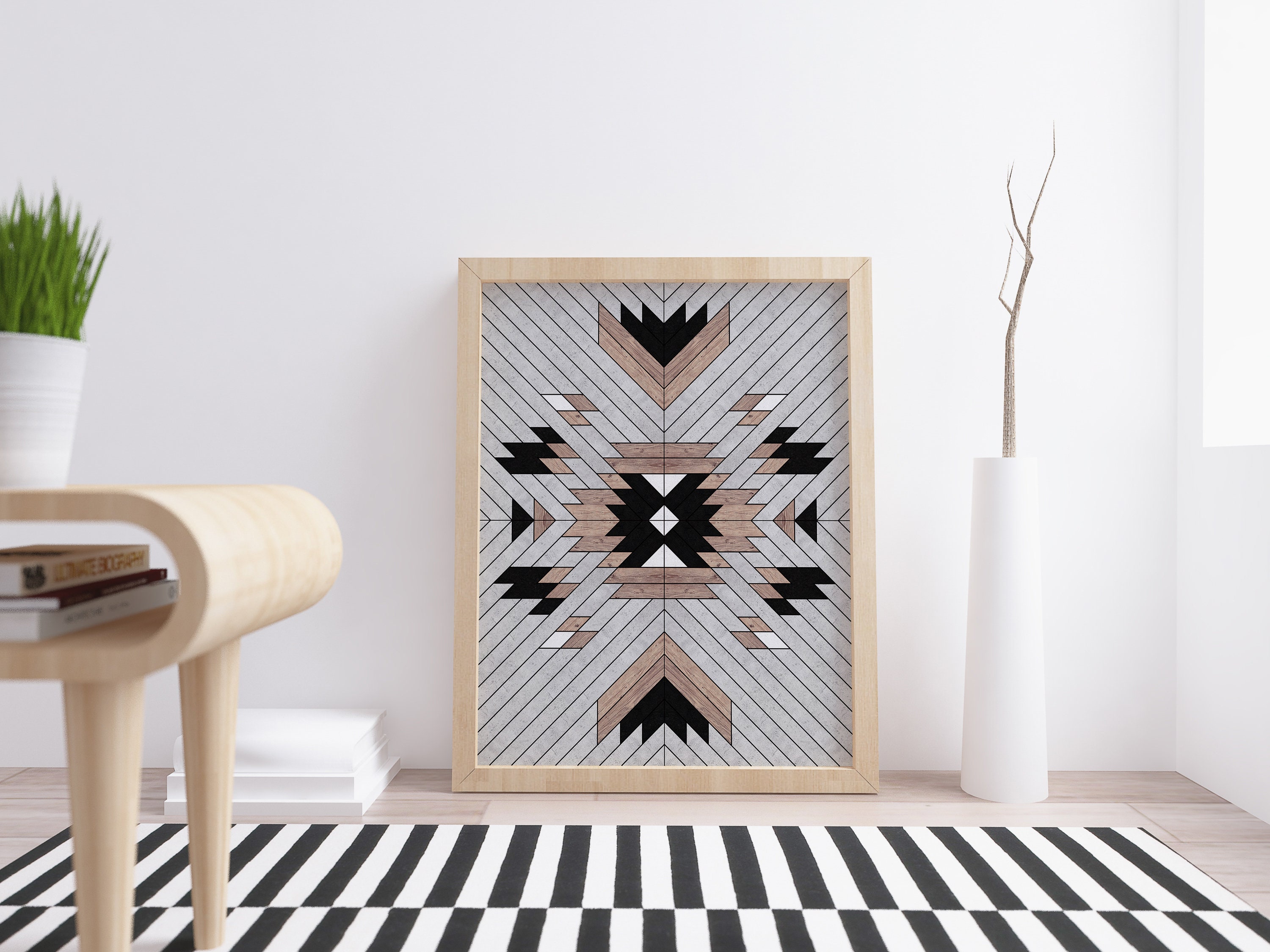 Wood Tribal Geometric Printabledigital DOWNLOAD Abstract - Etsy